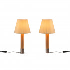 Santa & Cole Basica M1 Table Lamp Natural Ribbon with Nickel Base