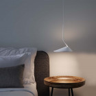 White Bover Non La Single LED Pendant Next to Bed