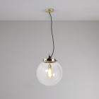 Original BTC Globe Pendant Medium Seedy Clear Shade / Brass Fitting On