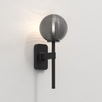 Astro Tacoma Single Wall Light Matt Black Ribbed Smoke Glass Shade