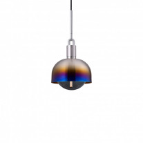 Buster + Punch Forked Shade + Globe Pendant Medium Smoked Glass Burnt Steel Shade