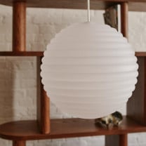 Tom Dixon Press Frosted Pendant - beside shelf
