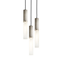 J. Adams & Co Flume 50 3 Drop Pendant Satin Nickel - Frosted Glass