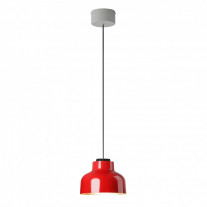 Santa & Cole M64 LED Pendant Brilliant Red with White Surface Canopy