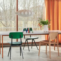 HAY Nelson Saucer Crisscross Bubble Pendant Above Dining Table