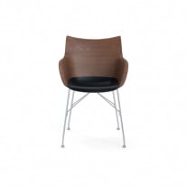 Kartell Smart Wood Q/Wood Chair Slatted Ash Dark Wood Black Seat Chrome