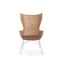 Kartell Smart Wood K/Wood Chair Slatted Ash Light Wood Leather Seat Chrome