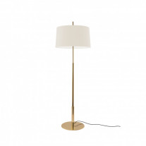 Santa & Cole Diana Floor Lamp Shiny Gold Structure/White Linen Shade