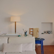 Santa & Cole FAD Floor Lamp Behind Sofa