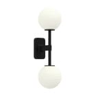 Astro Tacoma Twin Globe Wall Light Matt Black Globe Ribbed White