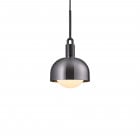 Buster + Punch Forked Shade + Globe Pendant Medium Opal Glass Gun Metal Shade