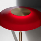 Close Up of Red Glass Oluce Dora LED Table Lamp