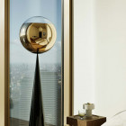 Gold Tom Dixon Mirror Ball Fat Cone LED Floor Lamp