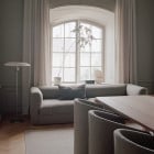 New Works Kantarell Floor Lamp Nickel-Plated in Dining Room