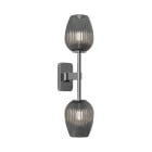 Astro Tacoma Twin Tulip Wall Light Polished Chrome Tulip Ribbed Smoke