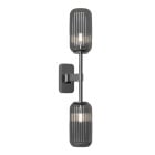Astro Tacoma Twin Reed Wall Light Polished Chrome Reed Ribbed Smoke