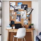 Anglepoise Original 1227 Brass Lamp with Wall Bracket Jet Black in Study