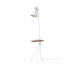 Warm Nordic Cone Floor Lamp with Table Clear White with Oak Table