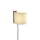 Santa & Cole TMM Corto Wall Light Beige Parchment Shade with Walnut Wood Structure Cable and Plug
