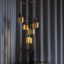 Bert Frank Riddle 5 Cluster Pendant Brass