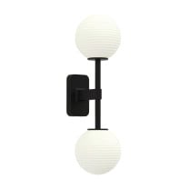 Astro Tacoma Twin Globe Wall Light Matt Black Globe Ribbed White