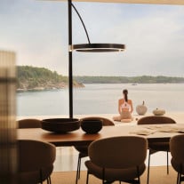 Occhio Mito Largo LED Floor Lamp Over Dining Table