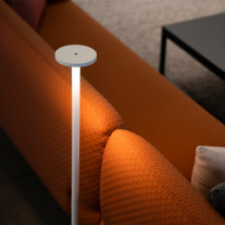 Close Up of White Pablo Luci LED Floor Lamp