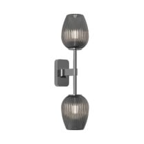 Astro Tacoma Twin Tulip Wall Light Polished Chrome Tulip Ribbed Smoke