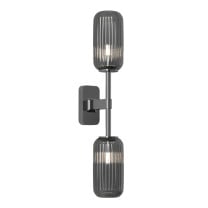 Astro Tacoma Twin Reed Wall Light Polished Chrome Reed Ribbed Smoke