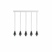 Petite Friture Cherry LED Multiple Cluster Pendant Linear Black & Rainbow