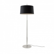 Santa & Cole Diana Mayor Floor Lamp Satin Nickel Structure/Black Linen Shade