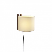 Santa & Cole TMM Corto Wall Light Beige Parchment Shade with Walnut Wood Structure Cable and Plug