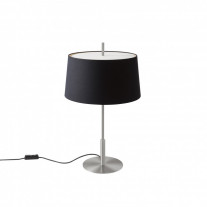 Santa & Cole Diana Table Lamp Satin Nickel Structure/Black Linen Shade