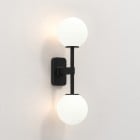 Astro Tacoma Twin Wall Light Matt Black Ribbed Glass Shade