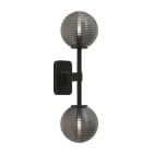 Astro Tacoma Twin Globe Wall Light Matt Black Globe Ribbed Smoke