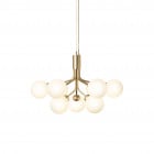 Nuura Apiales 9 Chandelier Brushed Brass/Opal White Glass