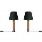 Santa & Cole Basica M1 Table Lamp Green Ribbon with Nickel Base