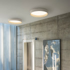 2 x Cream Vibia Duo Round LED Ceiling Lights