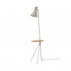 Warm Nordic Cone Floor Lamp with Table Pure Cashmere with Oak Table