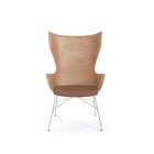Kartell Smart Wood K/Wood Chair - Light Wood, Slatted Ash, Chrome with Leather Seat