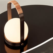 Bronzed Brass Audo Copenhagen Carrie Leather LED Portable Lamp