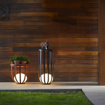 Estiluz Bols LED Outdoor Floor Lamp Black Anthracite Large and Oxide Red Small with table kit