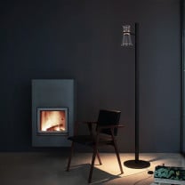 Flos Nocturne LED Floor Lamp Lifestyle Fireplace