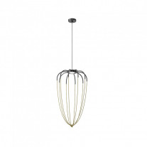 Axolight Alysoid LED Suspension 53 Anthracite grey and natural brass