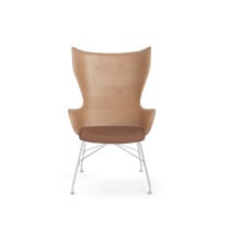 Kartell Smart Wood K/Wood Chair - Light Wood, Slatted Ash, Chrome with Leather Seat