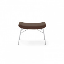 Kartell Smart Wood S/Wood Ottoman Slatted Ash Dark Wood Leather Seat Chrome