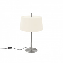 Santa & Cole Diana Table Lamp Satin Nickel Structure/White Linen Shade