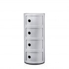 Kartell Componibili Recycled Storage Unit Matt Silver 4 Tier Unit