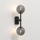 Astro Tacoma Twin Wall Light Matt Black Ribbed Smoke Glass Shade