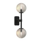 Astro Tacoma Twin Globe Wall Light Matt Black Globe Ribbed Clear